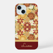 Personalized Retro Warm Floral Pattern Phone Case iPhone 15 Hülle (Rückseite)