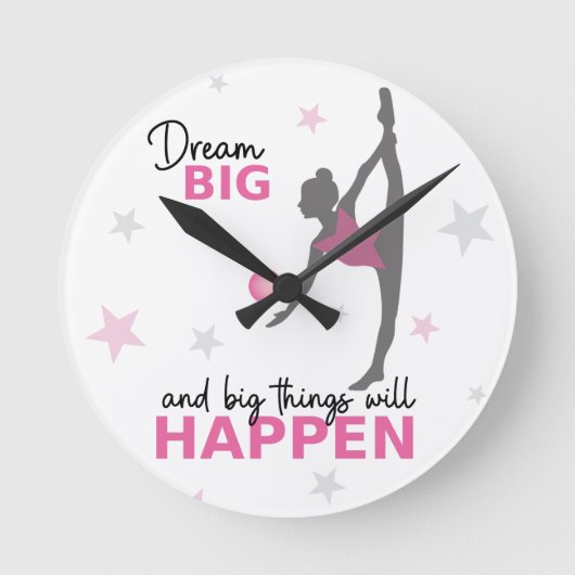 Personalized Rhythmic Gymnast Dream Big Wall Clock Runde Wanduhr (Vorderseite)