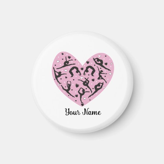 Personalized Rhythmic Gymnastics Magnet Pink Heart (Vorne)
