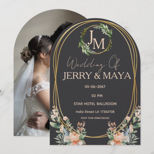 Personalized Romantic Couple Wedding  Einladung (Vorne/Hinten)