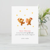 Personalized Romantic Girlfriend Christmas Card Feiertagskarte (Stehend Vorderseite)