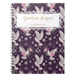 Personalized Romantic Maximalist Dove and Rose Notizblock