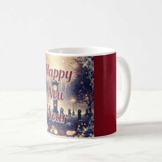 Personalized romantic New Year’s Celebration Mug Kaffeetasse (VorderseiteRechts)