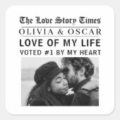 Personalized Romantic Photo | Love Story Quadratischer Aufkleber (Vorderseite)
