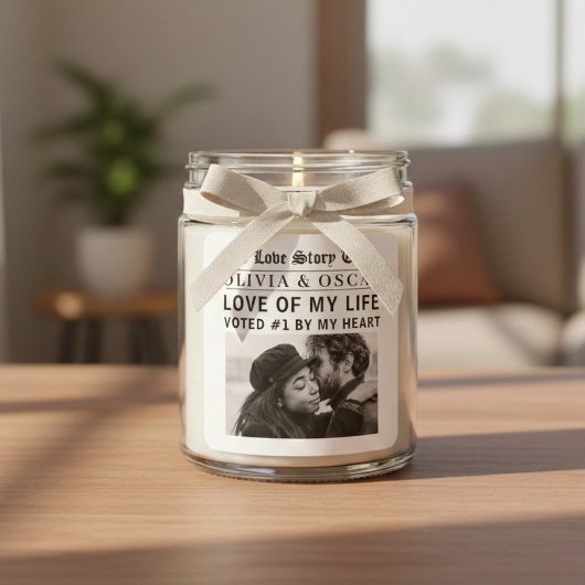 Personalized Romantic Photo | Love Story  Quadratischer Aufkleber