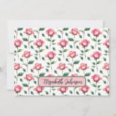 Personalized Rose Floral Botanical Note Card Mitteilungskarte (Vorderseite)