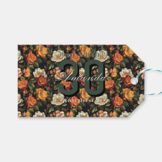 Personalized Rose Floral Happy Birthday Geschenkanhänger