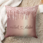 Personalized Rose Gold Glitter Drip Couple Names Kissen (Decke)
