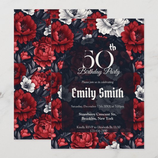 Personalized Rose Luxury Spring Birthday Einladung (Vorne/Hinten)