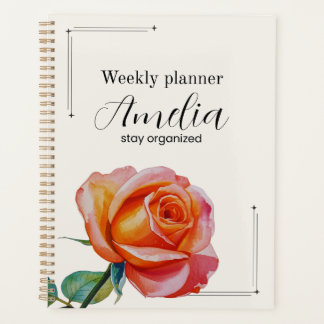 Personalized Rose Planner Aesthetic Weekly Floral Planer