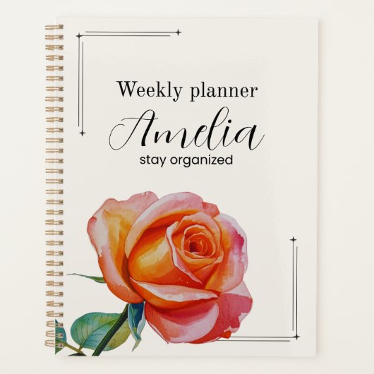 Personalized Rose Planner Aesthetic Weekly Floral Planer (Vorderseite)