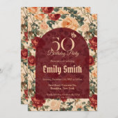 Personalized Rose Sparkle 50Th Birthday Einladung (Vorne/Hinten)