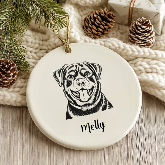 Personalized Rottweiler Dog Christmas Keramik Ornament