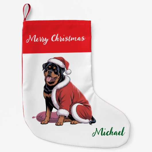 Personalized Rottweiler Dog in Santa Hat  Kleiner Weihnachtsstrumpf (Vorderseite)