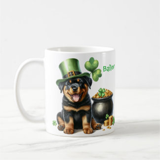 Personalized Rottweiler Dog St. Patty's Day Kaffeetasse
