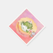 Personalized Round Dino & Duckling Baby Shower  Serviette (Ecke)