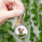 Personalized Round Keychain – Santa Paws Corgi  Schlüsselanhänger (Hand)