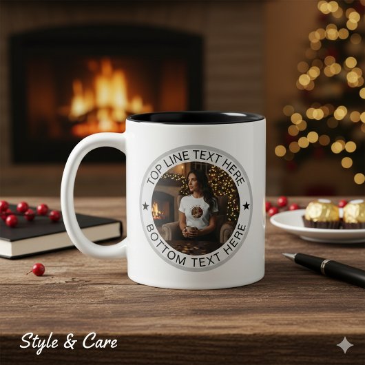 Personalized Round Photo Text Mark Gift Zweifarbige Tasse