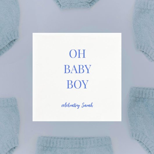 Personalized Royal Blue Baby Boy Shower Serviette