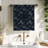 Personalized Royal Blue Towels Chic Gold Flower Badhandtuch Set