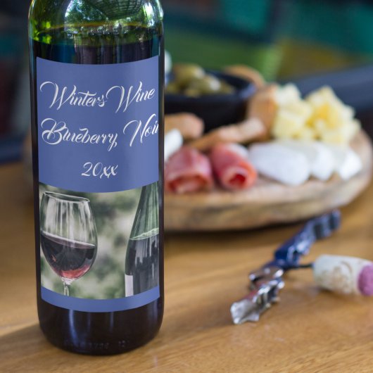 Personalized Royal Blue Wine Bottles Photo Weinetikett