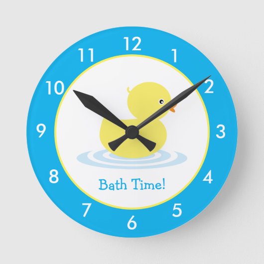 Personalized Rubber Duck Bathroom Custom Round Clo Runde Wanduhr (Vorderseite)