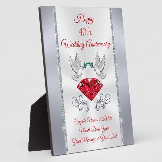 Personalized Ruby 40 year Anniversary Gift Ideas Fotoplatte (Seite)