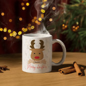 Personalized Rudolph Reindeer Red-Handle Christmas Tasse