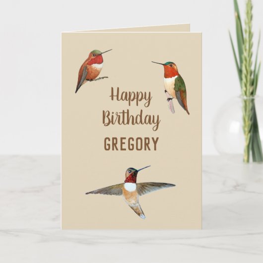Personalized Rufous Hummingbirds Birthday Card Karte (Vorderseite)