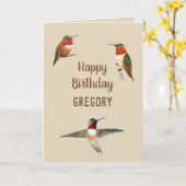 Personalized Rufous Hummingbirds Birthday Card Karte (Gelbe Blume)