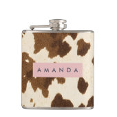 Personalized Rustic Brown Cowhide Print Flachmann (Vorderseite)