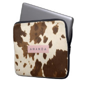 Personalized Rustic Brown Cowhide Print Laptopschutzhülle (Vorderseite Links)