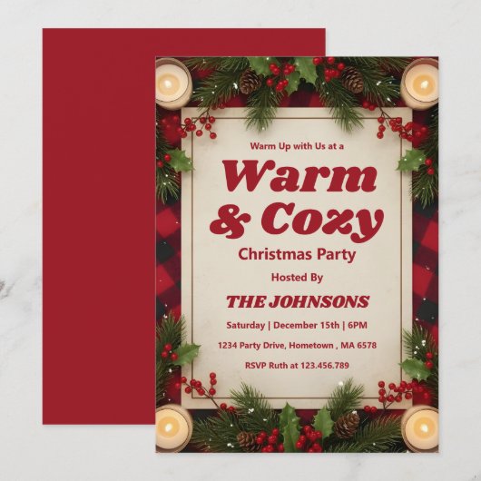 Personalized Rustic Cabin Christmas Party Einladung (Vorne/Hinten)