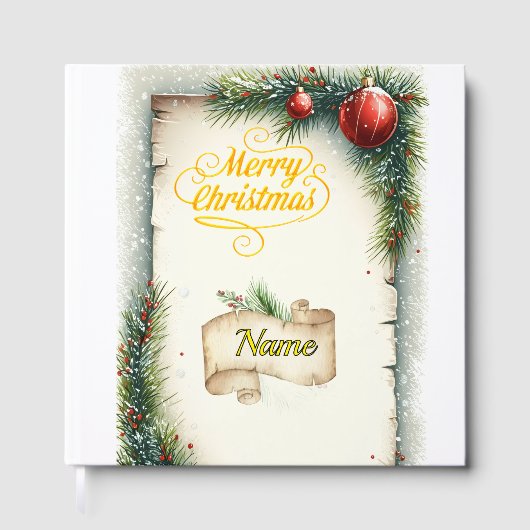 Personalized Rustic Christmas Foil Guestbook | Vin Gästebuch (Vorderseite)