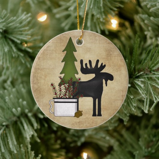 Personalized Rustic Country Mountain Moose Keramik Ornament (Baum)