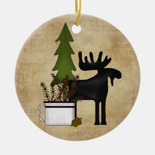 Personalized Rustic Country Mountain Moose Keramik Ornament (Vorne)