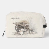Personalized Rustic Countryside Wooden Cart Art Waschbeutel (Rückseite)