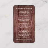 Personalized Rustic Floral Photo Memorial Card Mitteilungskarte (Rückseite)