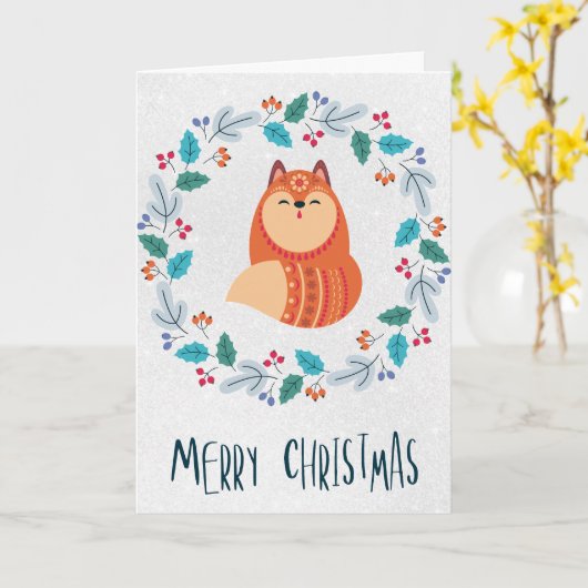 Personalized Rustic Fox Folded Greeting Card Karte (Gelbe Blume)