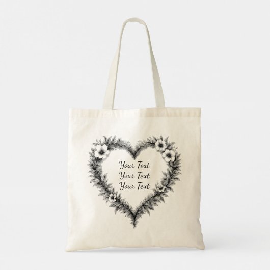 Personalized Rustic Heart Wreath Tote Tragetasche (Rückseite)