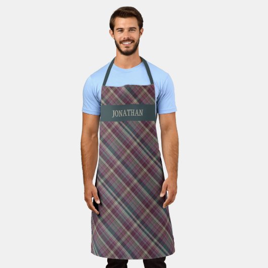Personalized Rustic Plaid Tartan Cooking Grilling Schürze (Getragen)