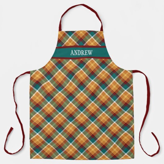 Personalized Rustic Plaid Tartan Grilling Cooking Schürze (Vorderseite)