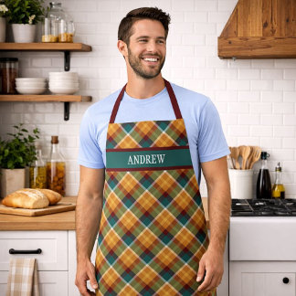 Personalized Rustic Plaid Tartan Grilling Cooking Schürze