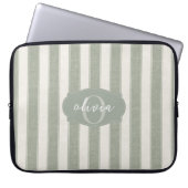 Personalized Rustic Sage Green Srtiped Laptopschutzhülle (Vorderseite)