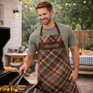 Personalized Rustic Tartan Plaid Cooking Grilling Schürze