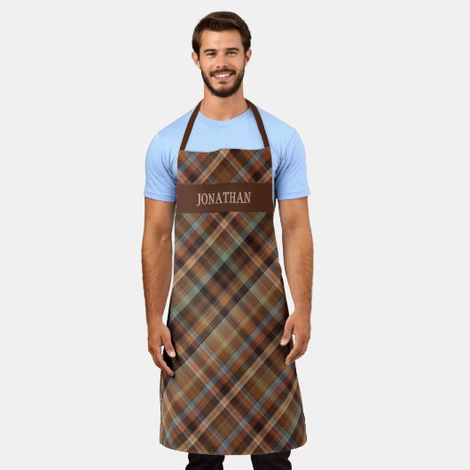 Personalized Rustic Tartan Plaid Cooking Grilling Schürze (Getragen)