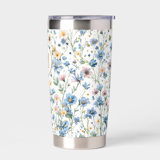 Personalized Rustic Wildflower Floral Monogram Thermobecher (Links)