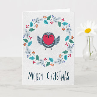 Personalized Rustic Wreath Holiday Greeting Karte