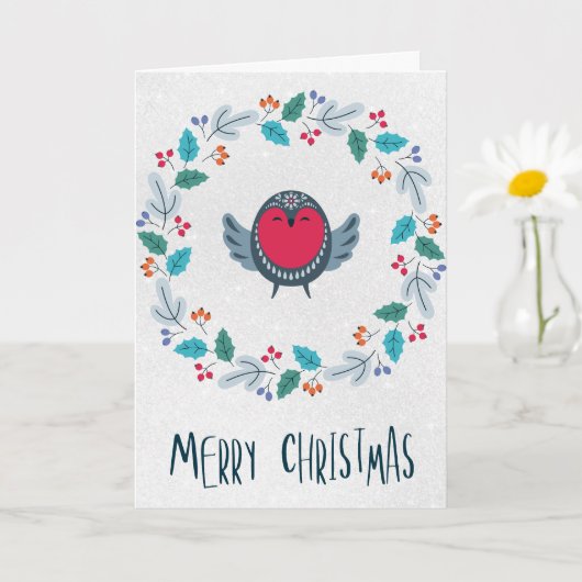 Personalized Rustic Wreath Holiday Greeting Karte (Kleine Pflanze)