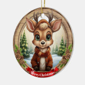 Personalized Rustic Xmas Pine Wood Decor Ceramic Keramik Ornament (Links)